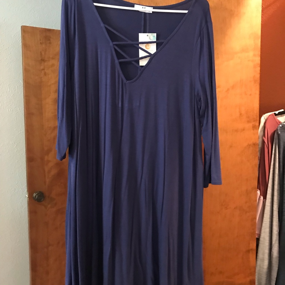 Navy cross cross long tunic/dress